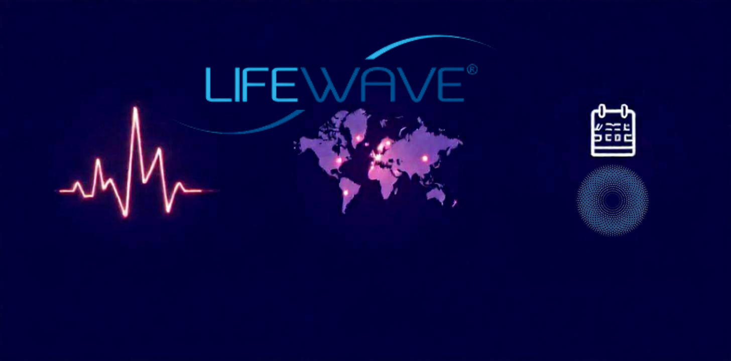 Iconos representando la tecnología, patentes y alcance global de LifeWave.